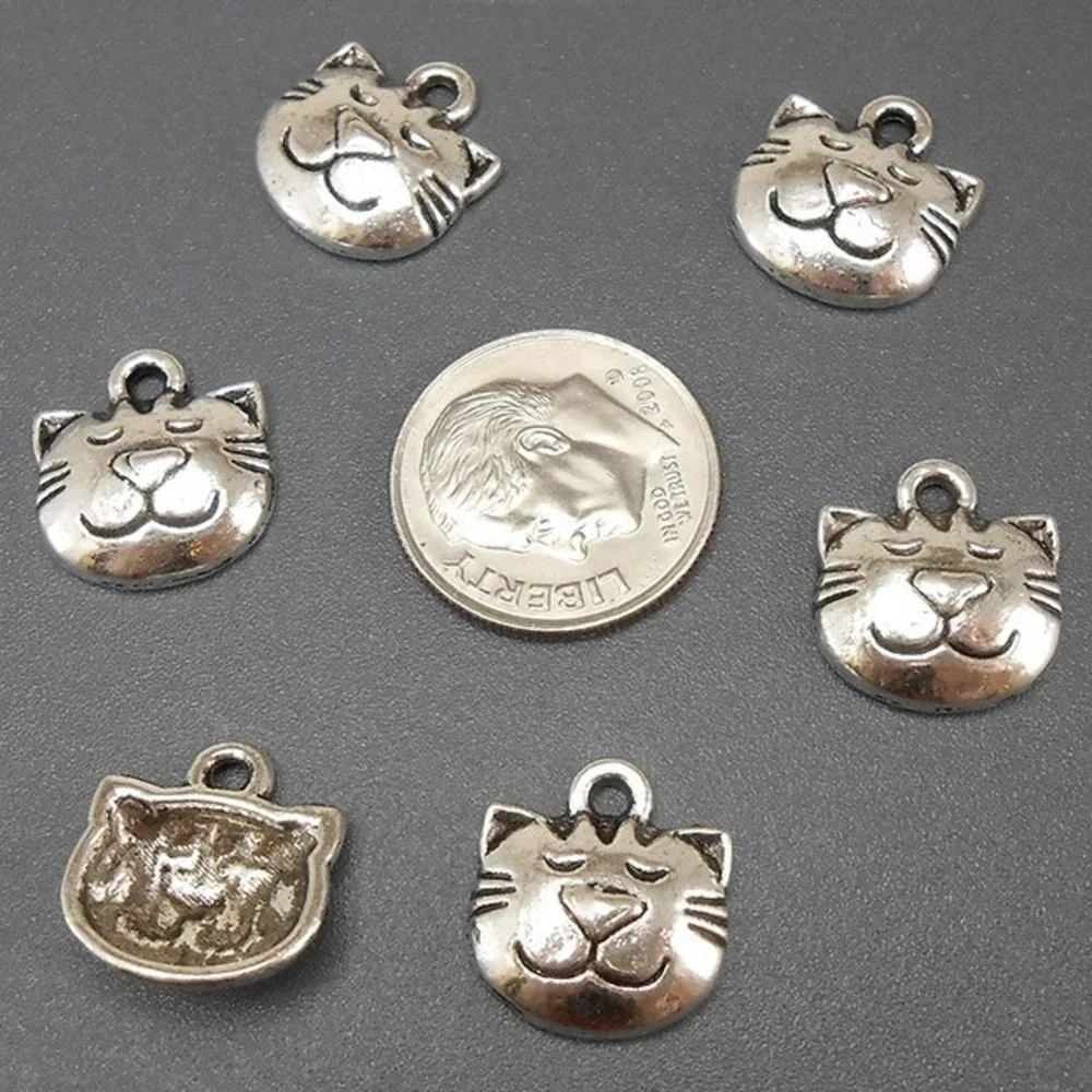 10pcs Cat Face Charms‎ kitty jewelry making supplies